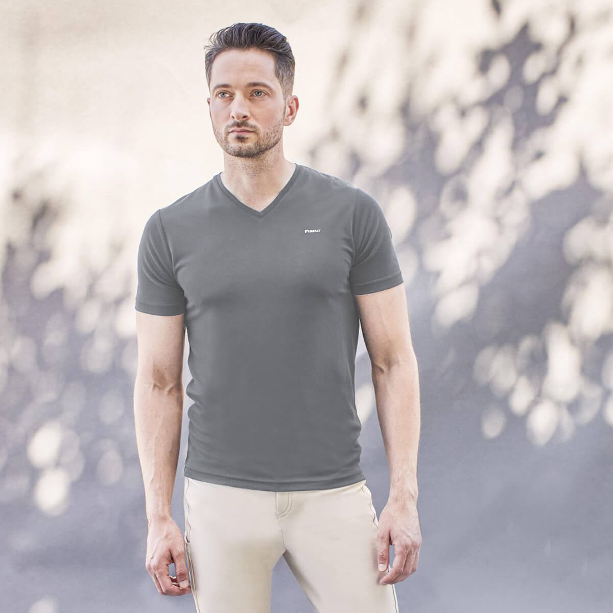 01 Pikeur Quando herre poloshirt i grå beluga